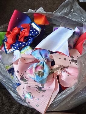 Colorful Hair Bow Bundle with Unicorn & Star Prints
